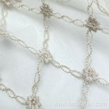 Diamond Checked Knit Lace Mesh Embroidered Net Fabric